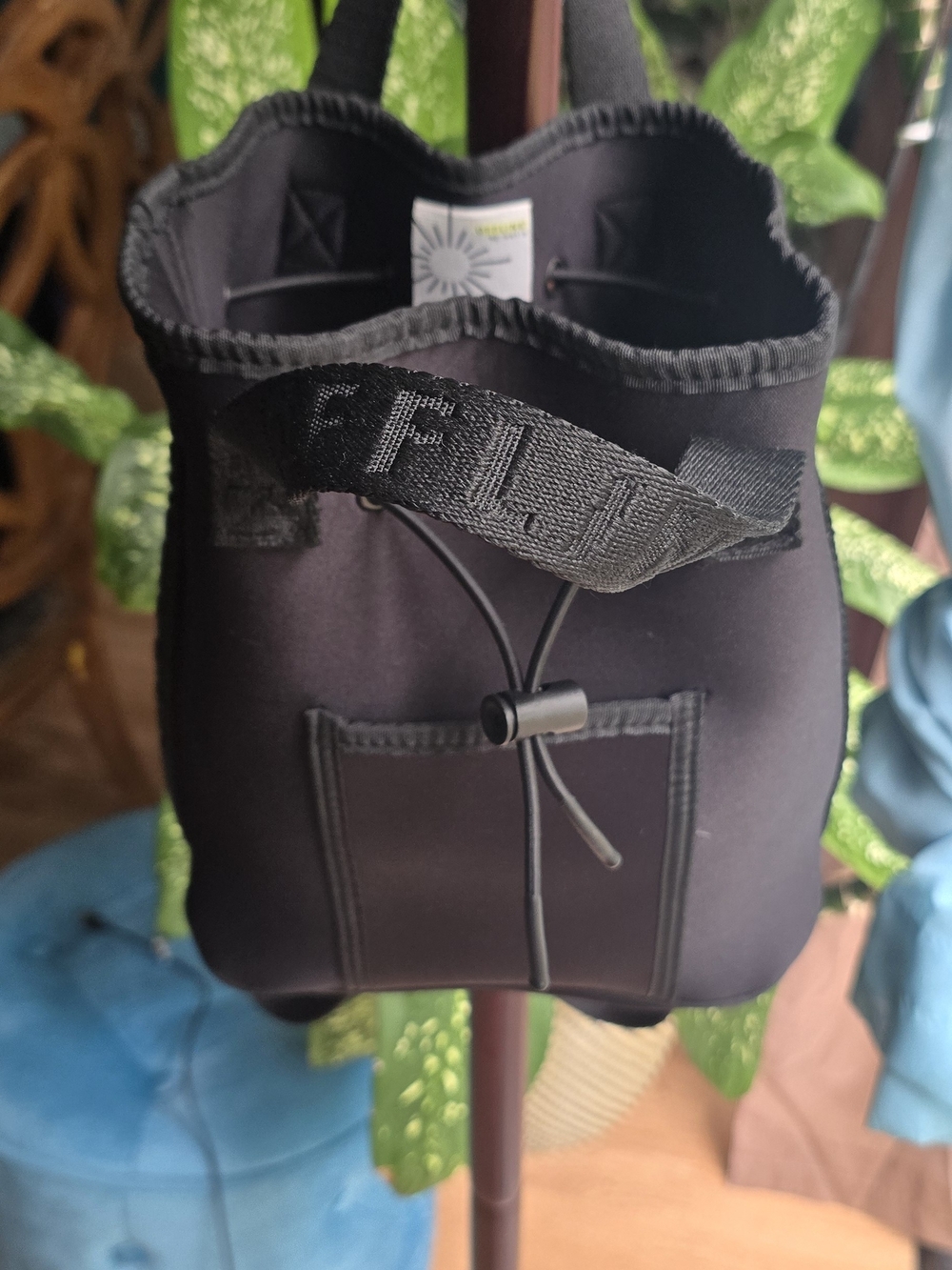 Aerie Offfline Black Neoprene Mini Backpack with Drawcord
